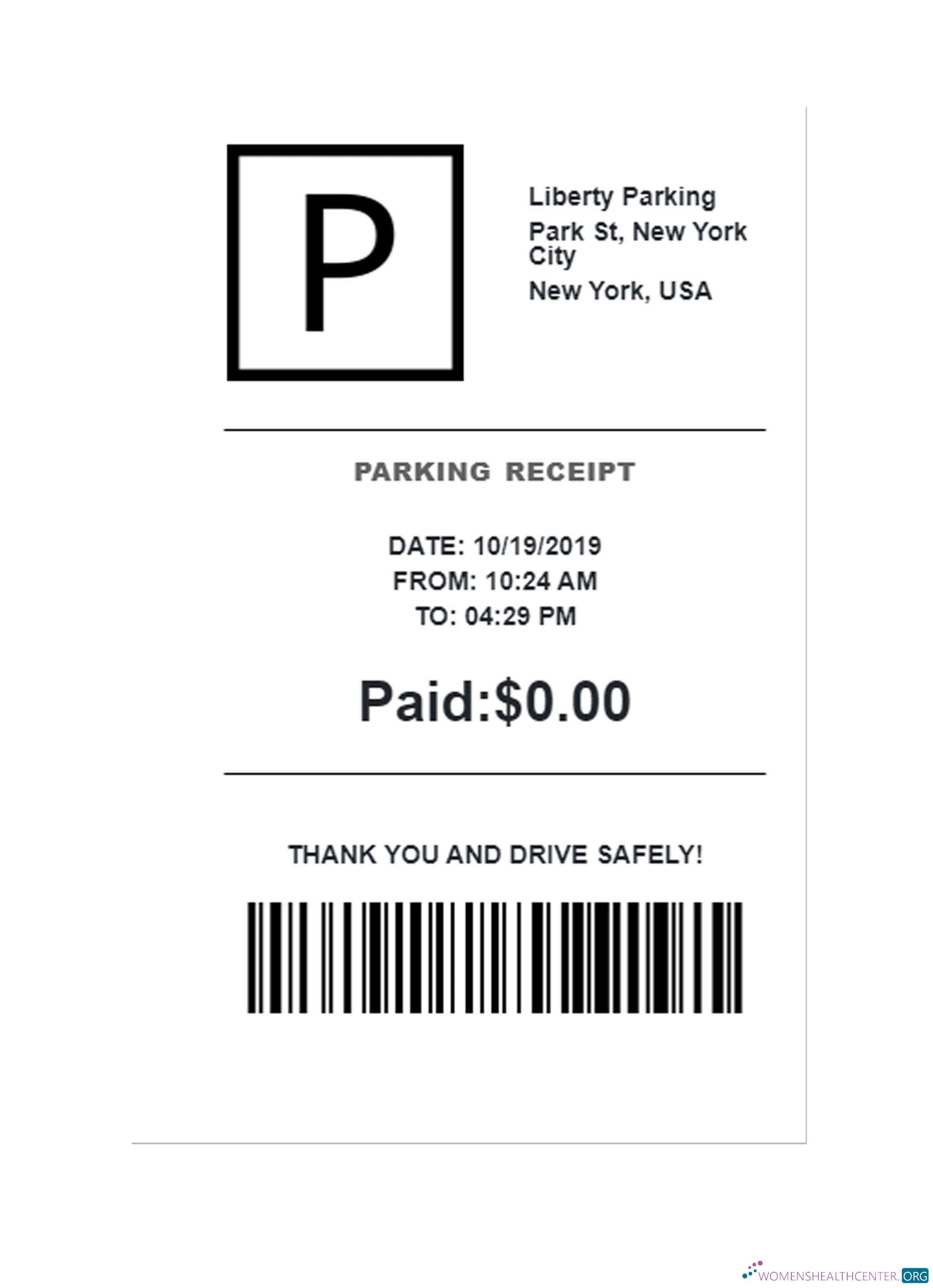 Download LIBERTY PARKING receipt Photoshop template